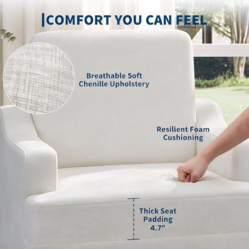 Garvee White Comfy Accent Chair, Upholstered Armchair for Living Room