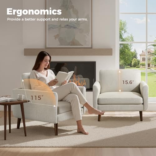 Oversized Accent Chair for Living Room,Oatmeal Linen Armchair