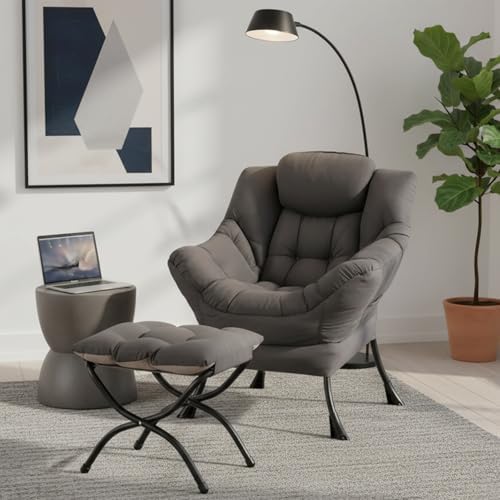Modern Lazy Chair with Ottoman Lounge Accent Reading Chair for Living Room