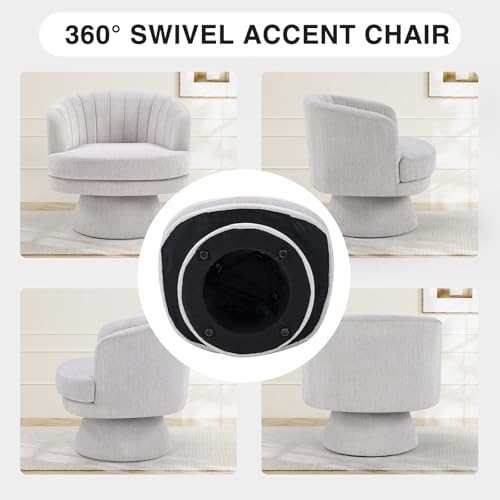 CANMOV Swivel Accent Chair with Armrest, Modern 360 Degree Swivel Barrel Chai...