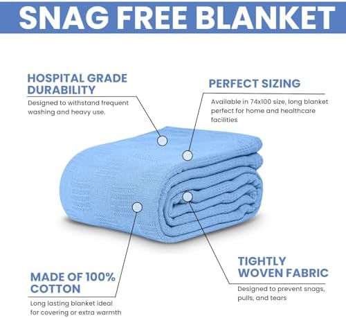 Linteum Textile Hospital Thermal SNAGLESS Spread Blanket, 100% Cotton (74x100...