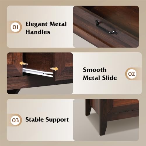 WLIVE 54" Dresser for Bedroom, Wooden 6 Drawer Dresser with Unique Anti-...