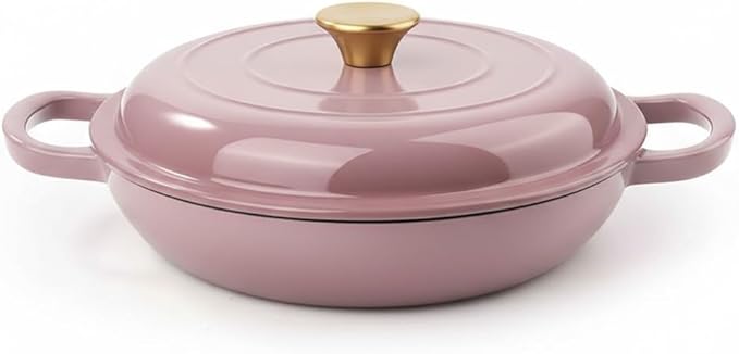 3 Quart Enameled Cast Iron Braiser, Non Stick Enameled Cast Iron Skillet