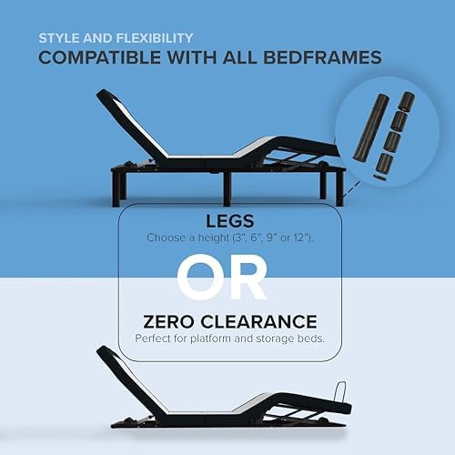 Blissful Nights z4 Adjustable Bed Frame for Storage Beds with Massage Anti-Sn...