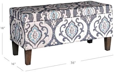 HomePop 36" Storage Ottoman Bench with Hinged Lid - Slate Damask