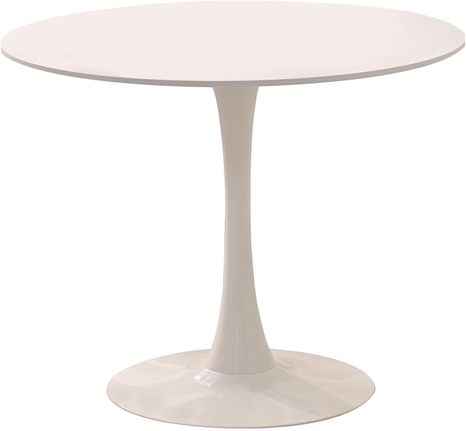 3-Piece Round Dining Table Set for 2,31.5" White Table & 2 Beige Vel...