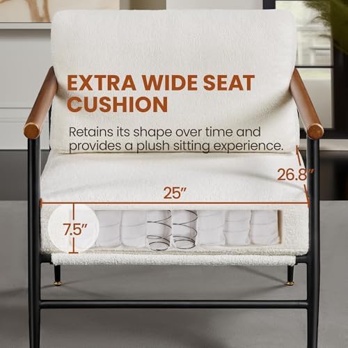 Yaheetech Accent Chair, Modern Living Room Chair, Ivory