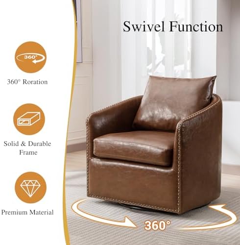 HAOMARKETS 360 Degree Swivel Accent Chair Set of 4 with Plump Back Pillow, Wa...