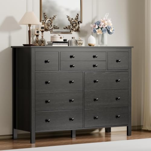 Loomie Upgraded 47.28" Long Black 10-Drawer Dresser for Bedroom