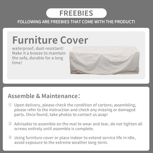 Rattaner 3-Seat Patio Wicker Sofa, Outdoor Rattan Couch Furniture Steel Frame...