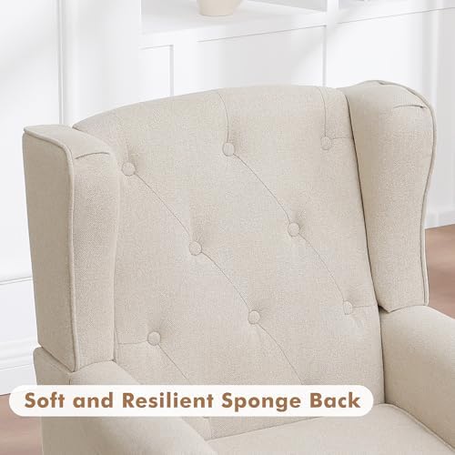 Accent Chair for Living Room, Mid Century Modern Upholstered Armchair, Wingba...