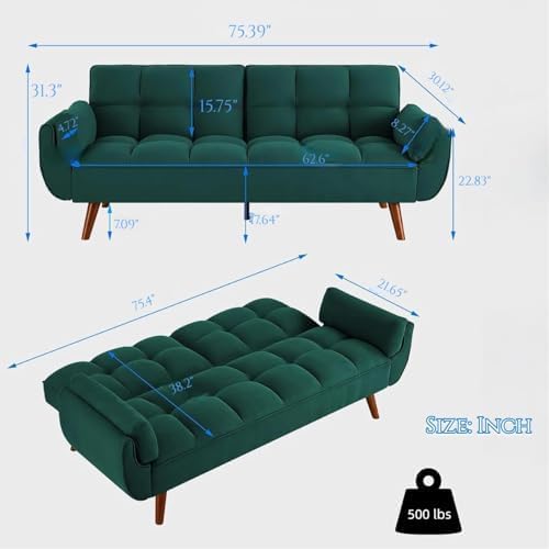 NicBex Convertible Futon Sofa Bed, Modern Style Loveseat Futon Couch with Adj...