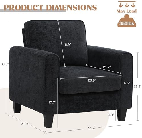 Accent Chair for Living Room, Mid Century Modern Upholstered Living Room Chai...