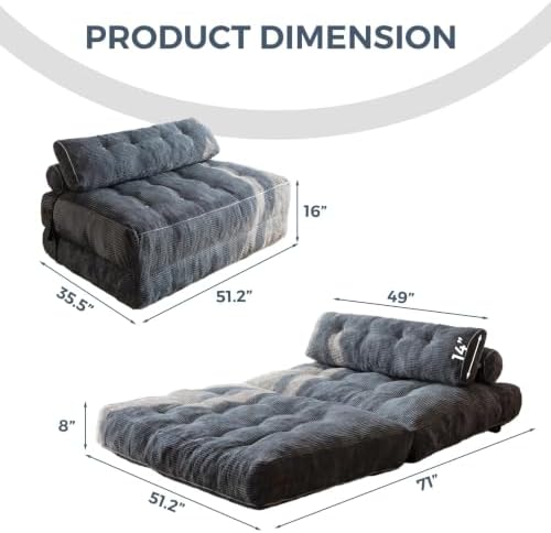 MAXYOYO Folding Sofa Bed, Convertible Chair Bed with Pillow