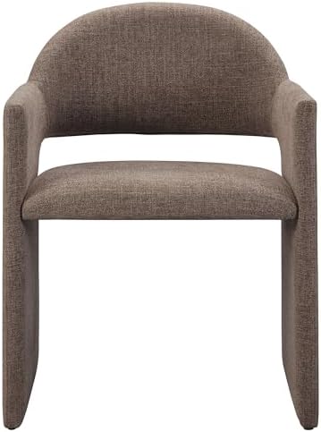 Modway Talia Upholstered Fabric Dining Armchair in Mocha - Modern Curved Dini...