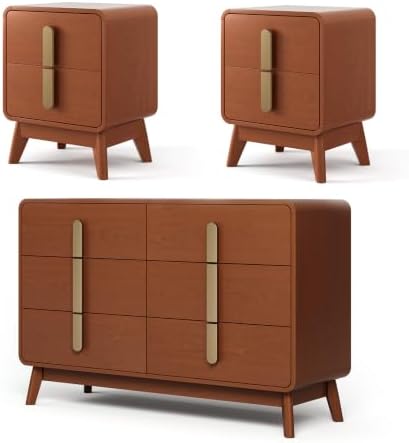 JOINICE Mid Century Modern Dresser and Nightstand Sets for Bedroom, Cherry