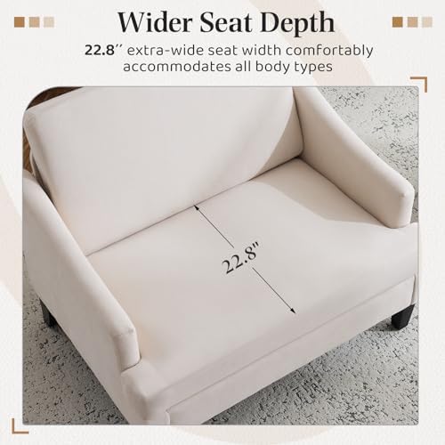 Bezseller 41'' Oversized Accent Chair with 2 Pillows, Beige