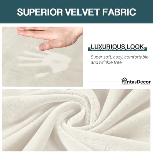 FantasDecor 4 Piece Sofa Velvet Couch Covers for 3 Cushion Stretch Slipcover ...