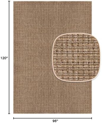 Beverly Rug Easy Jute Natural Rug 8x10 Solid Washable Durable Outdoor Indoor ...