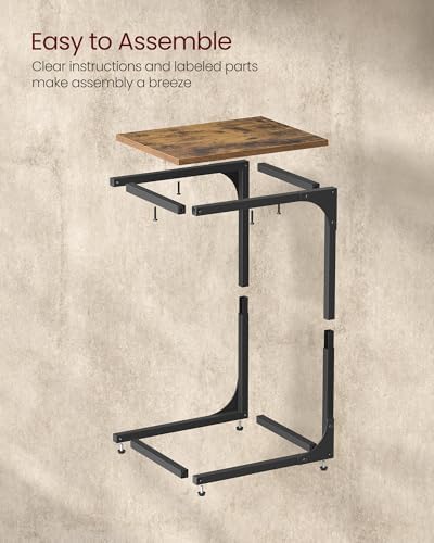 VASAGLE C-Shaped End Table, Small Sofa Side Table with Metal Frame