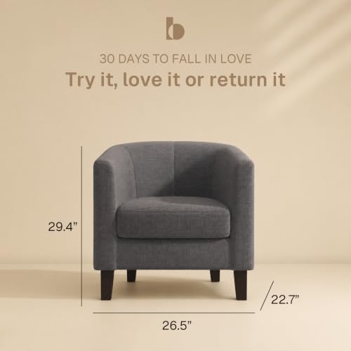 BELLEZE Living Room Chair, Linen Round Accent Barrel Chair, Club Tub Sofa Cha...