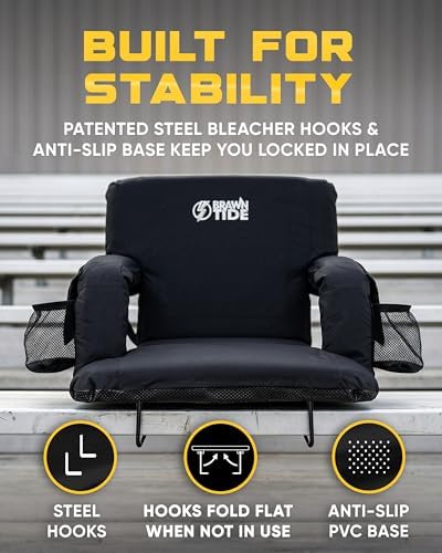 BRAWNTIDE Stadium Seat for Bleachers with Back Support - 3" Foam Cushion