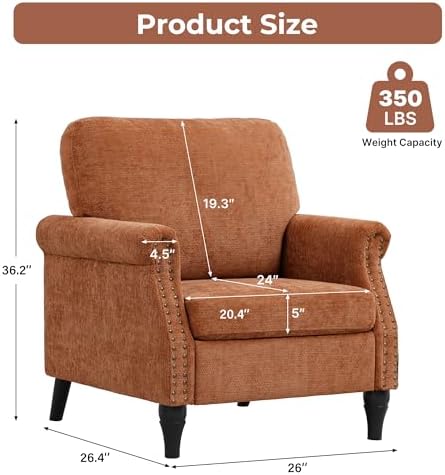 Accent Chair for Living Room, Modern Mid Century Reading Chair Armchair High ...