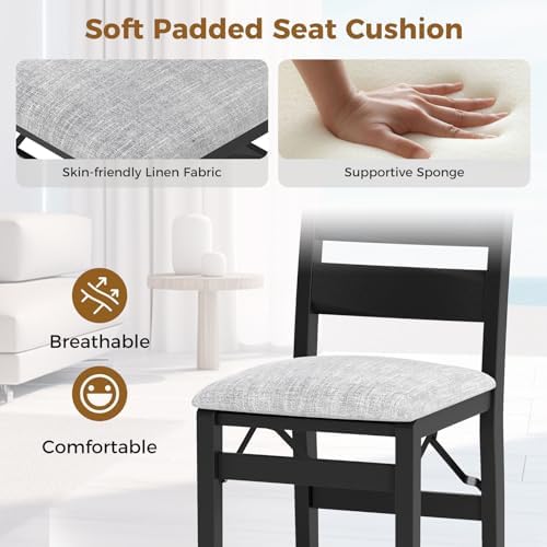 Giantex Modern Folding Dining Chairs Set, Upholstered Kitchen Chairs with Sla...