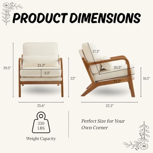Karl home Mid-Century Modern Accent Reading Chair, Beige