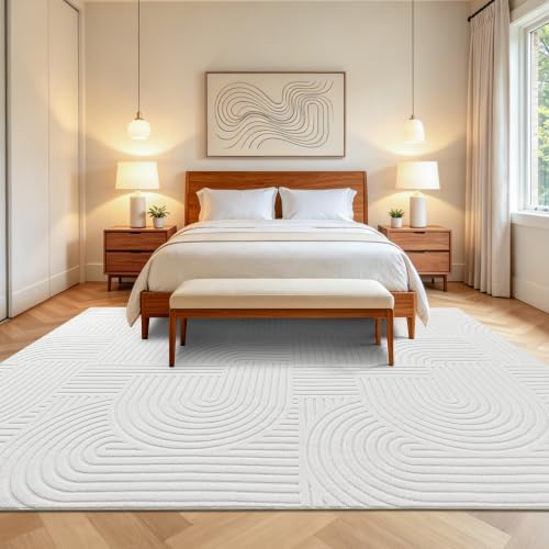 Pauwer 6x9 Area Rugs for Living Room, Modern Non Slip Washable Rug, White