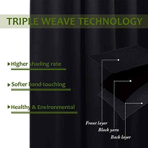 NICETOWN Black Room Divider Curtain for Patio 100" wide x 120" Long...