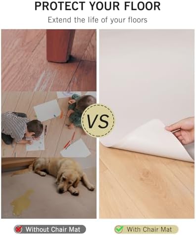 Beige Vinyl Floor Mat for Home, 3'×5' Waterproof Area Mat for Lving Room