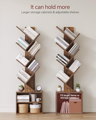 SUNMORY 6 Tier Tree Bookshelf, Small Bookcase with Storage Cabinet, Modern Ta...