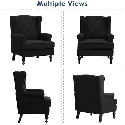 Accent Chair for Living Room, Mid Century Modern Upholstered Armchair, Wingba...