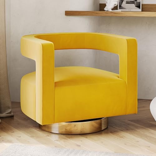 BELLEZE Swivel Barrel Accent Chair, Modern Upholstered Arm Comfy Velvet Curve...