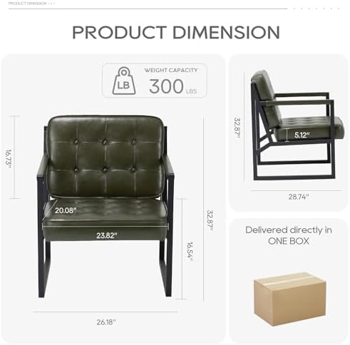 MALOL Modern Accent Chair, Accent Arm Chair for Living Room, Comfy Leather Ar...