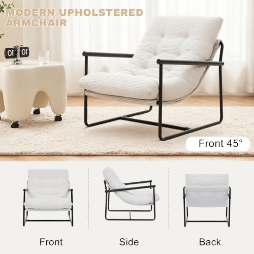 Modern Accent Chair for Living Room,Arm Chair with Metal Frame,Upholstered Ar...