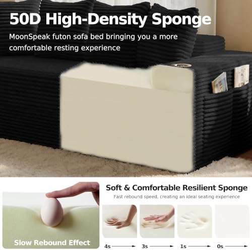 MoonSpeak 77'' Futon Couch Bed, Boneless Sofa for Living Room