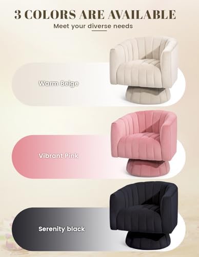 Kromax Swivel Accent Chair, Modern 360 Degree Swivel Barrel Chair, Beige