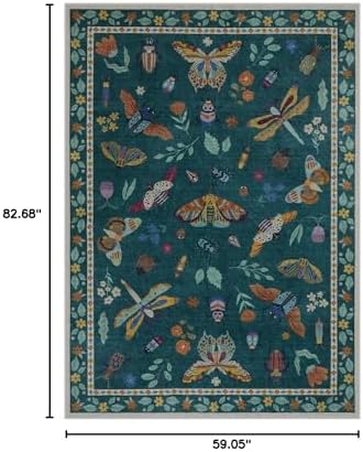 Lahome Insect 5x7 Area Rugs, Soft Bug Washable Rugs for Bedroom Living Room