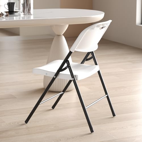 Nazhura 350 Weight Limit Heavy Duty Plastic Folding Chair with Reinforced Ste...