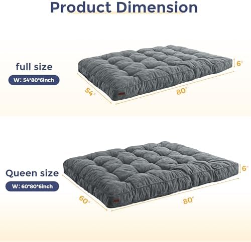 MAXYOYO 6" Futon Mattress Full Size, Tufted Futon Bed (Frame Not Included)