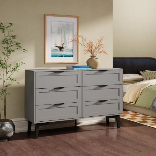 TaoHFE Grey 6 Dresser for Bedroom Modern Grey Chest of Drawers