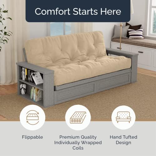 Loosh Home | 10" Queen Size Futon Sofa Bed Pocket Coil Foam Mattress - U...