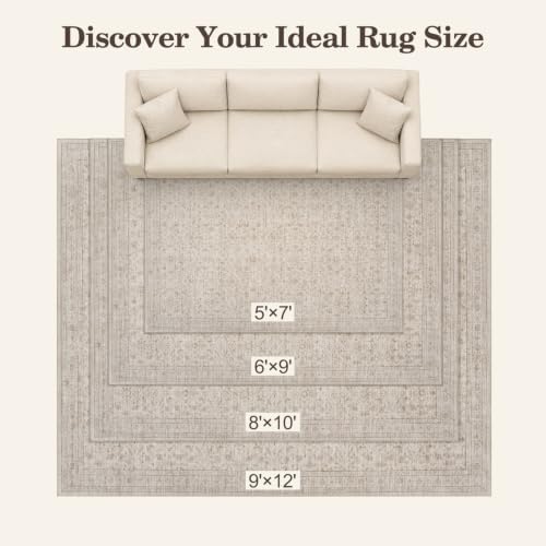 AMOAMI 8x10 Large Area Rug for Living Room, Non-Slip Machine Washable Soft Lo...