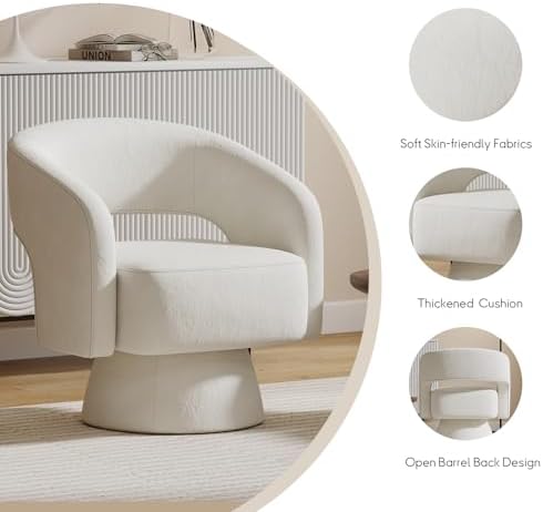 Bonzy Home Swivel Barrel Chair, Set of 2 Velvet Accent Armchair 360 Degree Sw...
