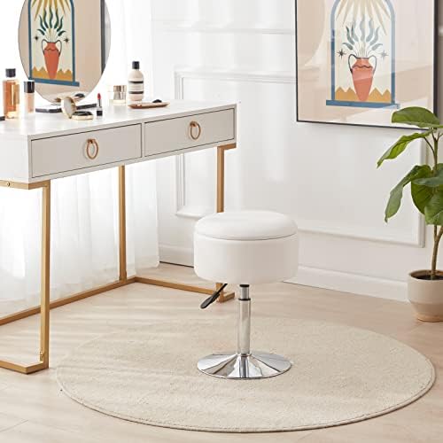 Adjustable Vanity Stool with Storage Swivel Vanity Chair Makeup