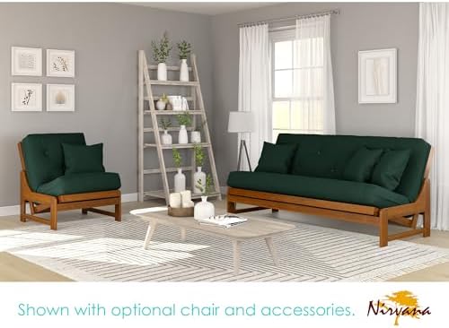 Arden Futon Set - Queen Size, Frame, 8" Mattress, Twill Hunter Green Cover