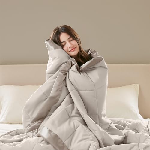 Madison Park Down Alternative King Size Blanket for Bed, Satin Trim, Grey