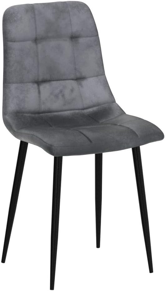 NORDICANA Grey Velvet Dining Chairs Set of 4, Upholstered Tufted Kitchen Chai...